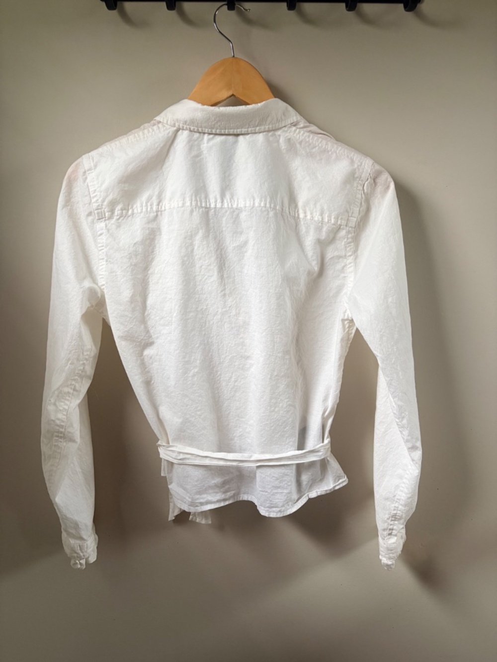 Lauren Ralph Lauren White Ruffle Wrap Tie Top Shirt S - Picture 4 of 4